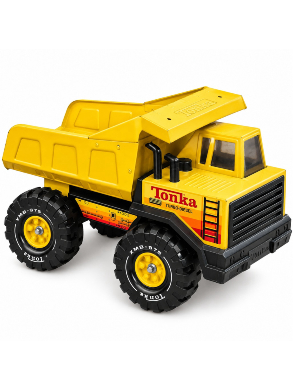 Vintage Tonka Turbo Diesel Dump Truck XMB-975 Pressed Steel 1980s Yellow Mighty